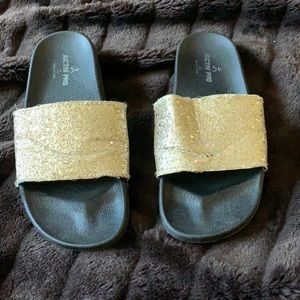 Glittery gold slides